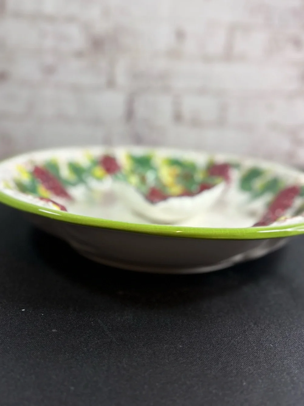 Hand-Painted Grape Ceramic Serving Platter - Red & Green